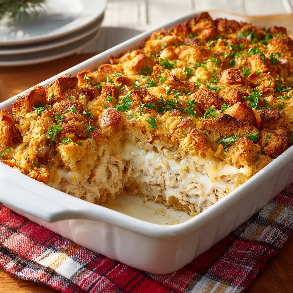 Easy Rotisserie Chicken Stuffing Casserole Recipe - Recipe Image