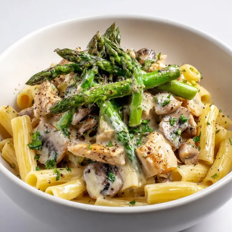 Creamy Mushroom and Asparagus Chicken PenneIngredients Recipe