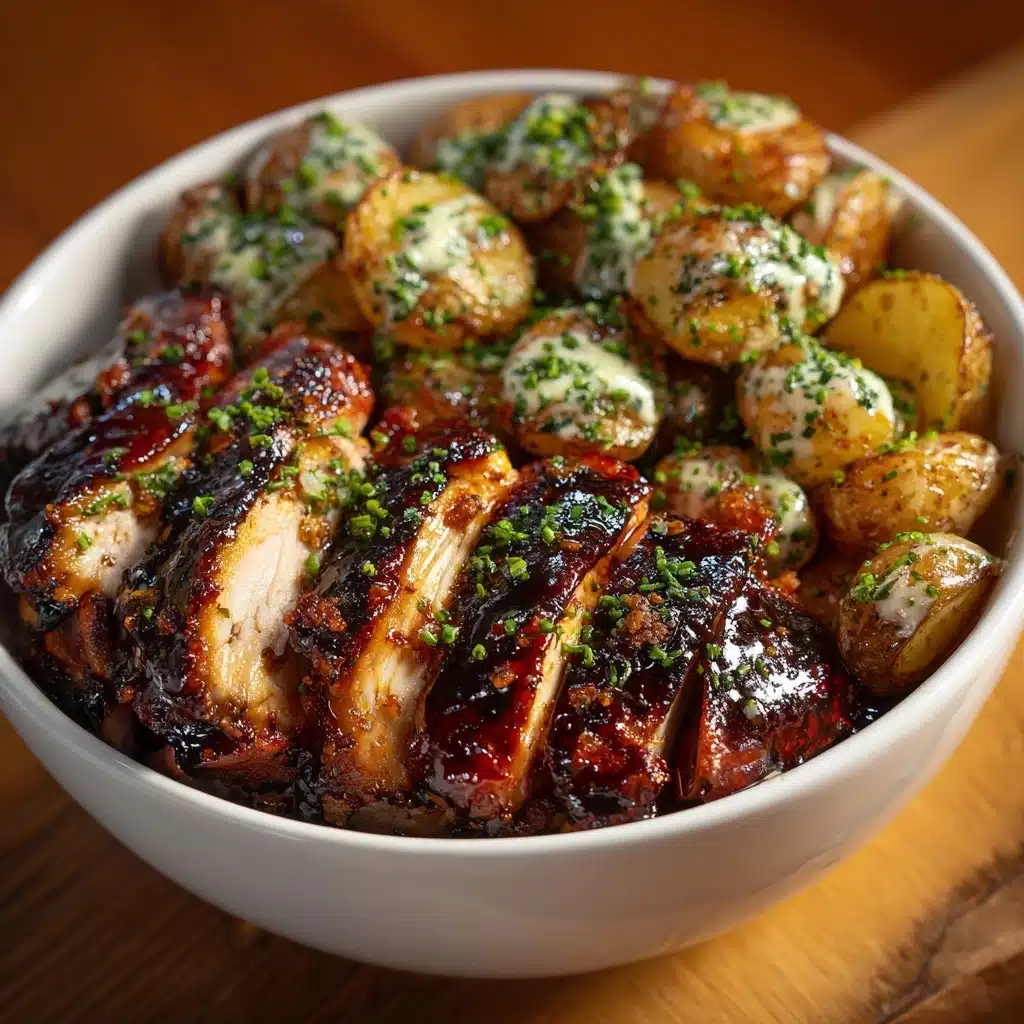 Honey BBQ Chicken + Garlic Parmesan Potatoes Recipe