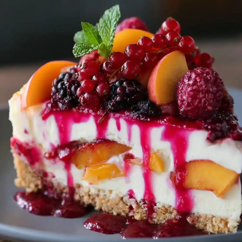 Summer Berry and Peach Cheesecake Recipe - Recipe Image