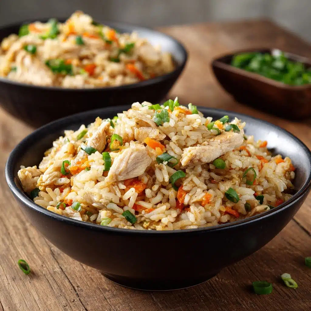 High Protein Crispy Garlic Chicken Fried Rice Recipe - Recipe Image