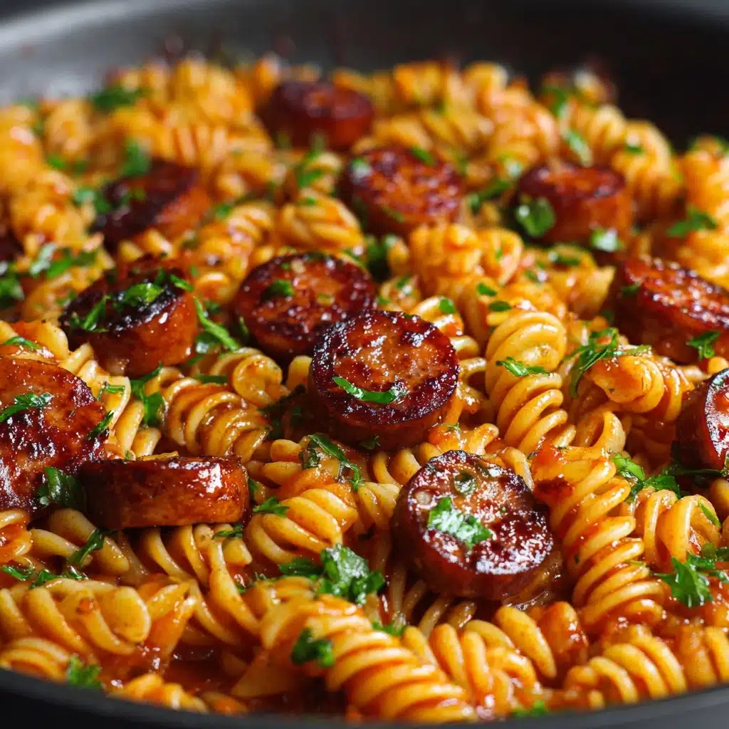 One-Skillet Spicy Honey BBQ Sausage & Pasta Recipe