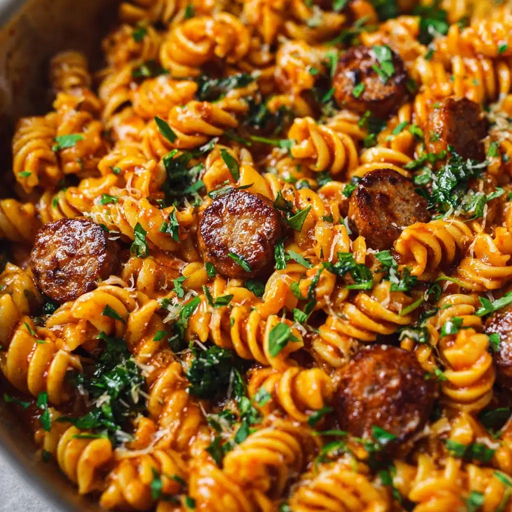 One-Skillet Spicy Honey BBQ Sausage & Pasta Recipe - Recipe Image