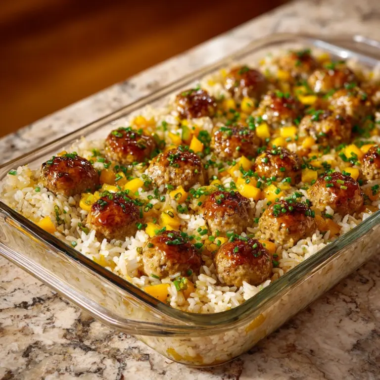 Honey Garlic Meatball Rice BakeIngredients Recipe