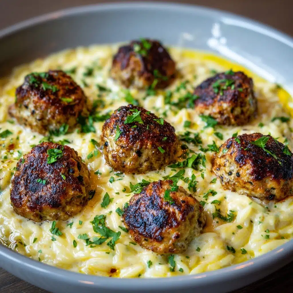 Lemon Garlic Chicken Meatballs Orzo Recipe - Recipe Image