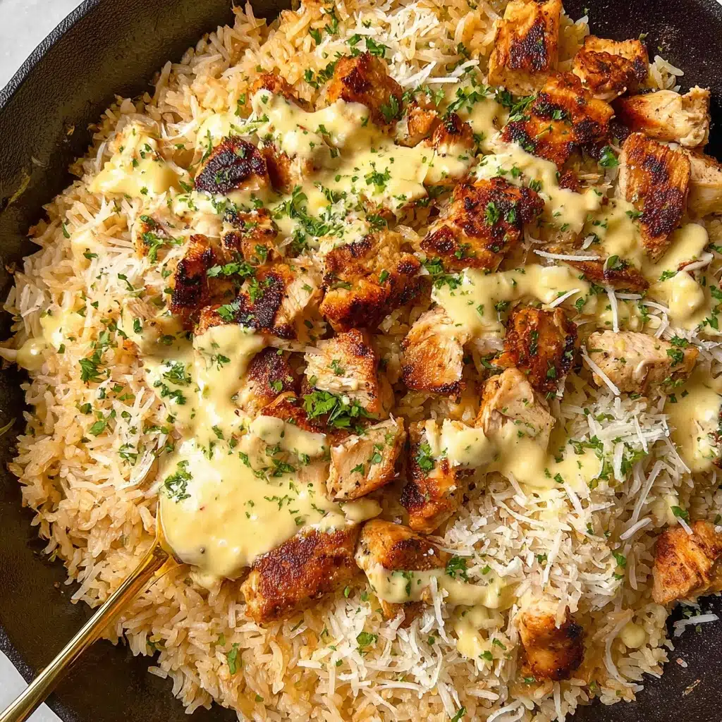 One-Pan Garlic Parmesan Chicken and Rice Recipe - Recipe Image