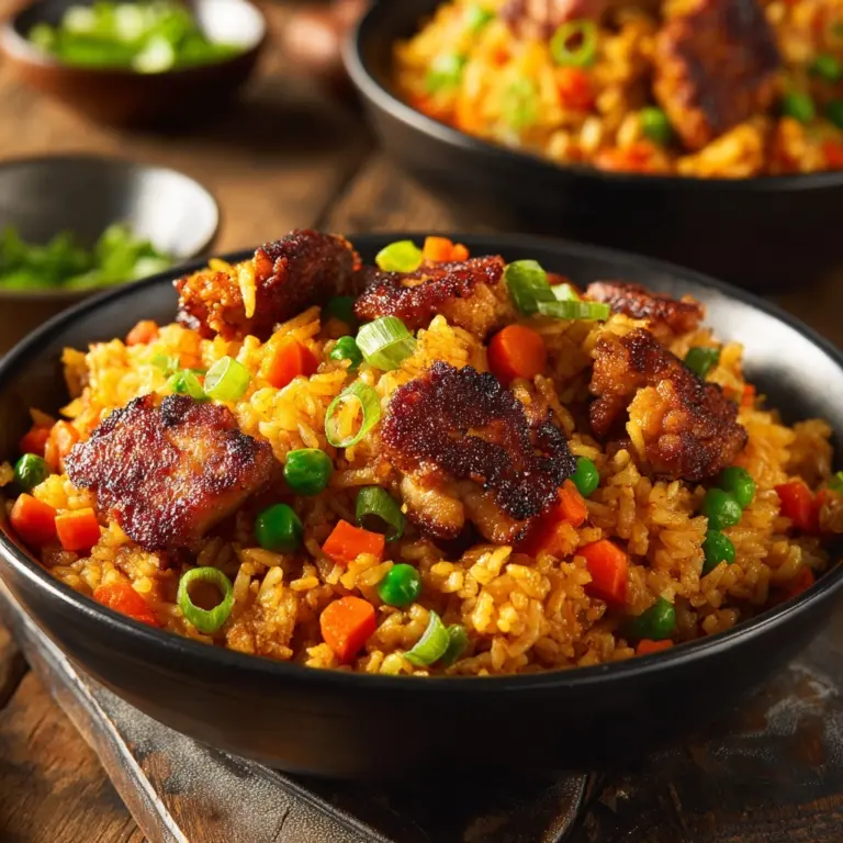 High Protein Crispy Garlic Chicken Fried Rice Recipe