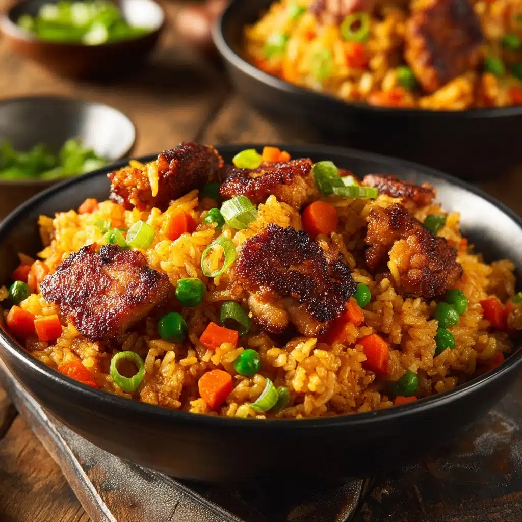 High Protein Crispy Garlic Chicken Fried Rice Recipe - Recipe Image