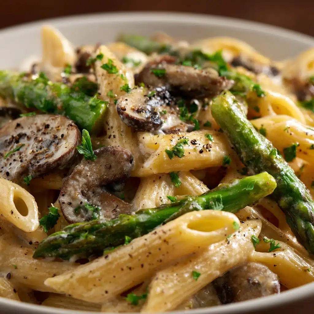 Creamy Mushroom and Asparagus Chicken PenneIngredients Recipe - Recipe Image