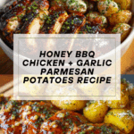 Honey BBQ Chicken + Garlic Parmesan Potatoes Recipe