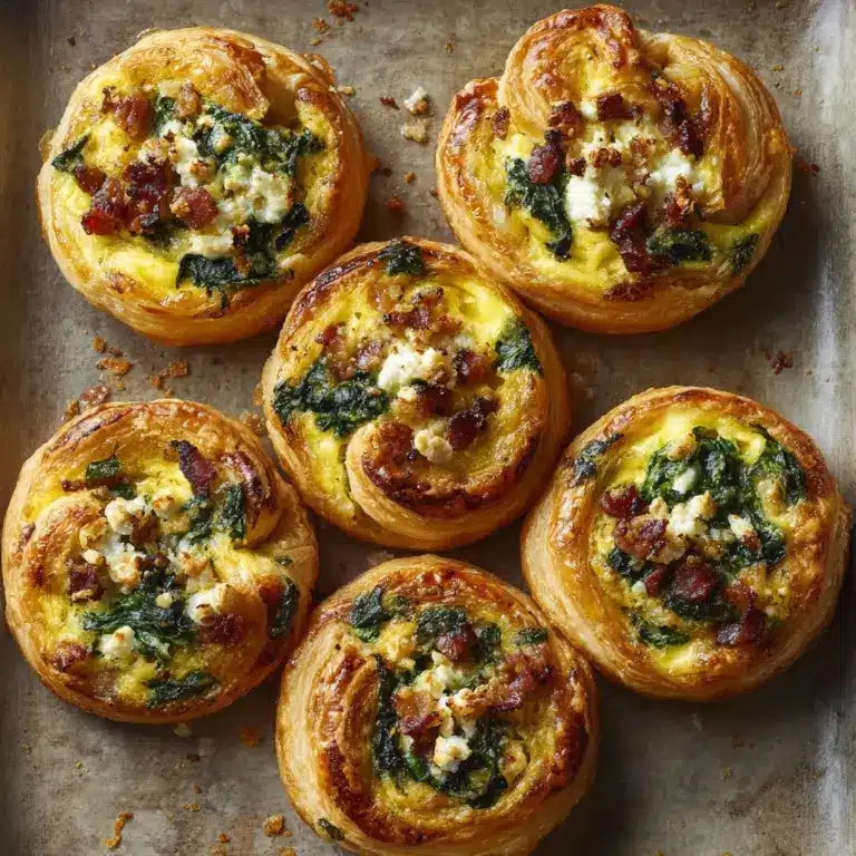 Baked Bacon, Egg, and Cheese Pinwheels with Spinach and Feta Recipe
