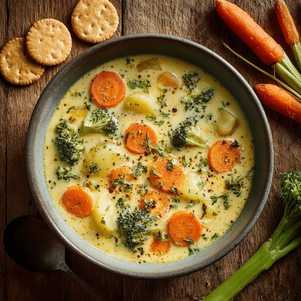 Cheesy Vegetable Chowder Recipe - Recipe Image