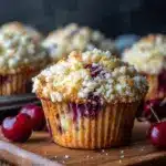 Cherry Muffins with Streusel Topping Recipe