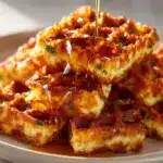Cornbread Waffle Bites with Smoked Gouda and Honey Recipe