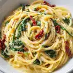 Spaghetti & Spinach with Sun-Dried Tomato Cream Sauce Recipe