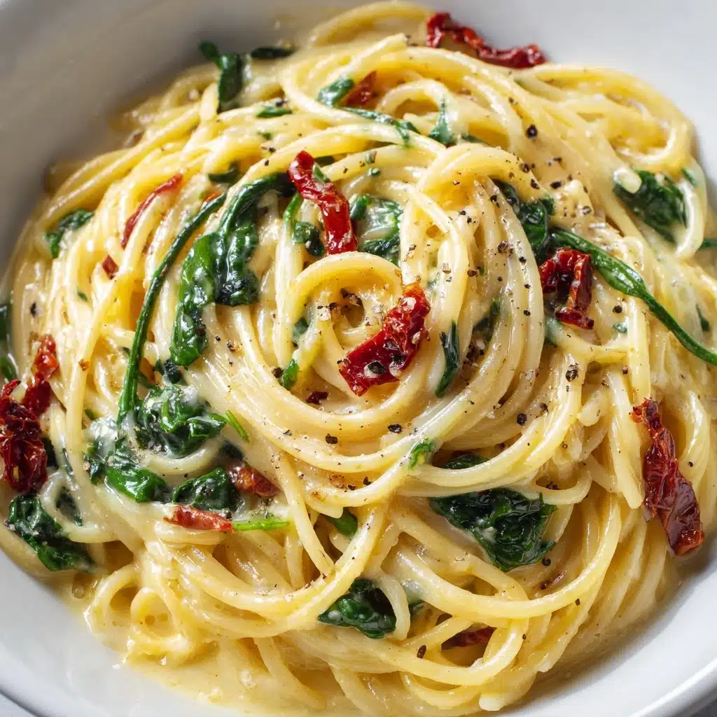 Spaghetti & Spinach with Sun-Dried Tomato Cream Sauce Recipe
