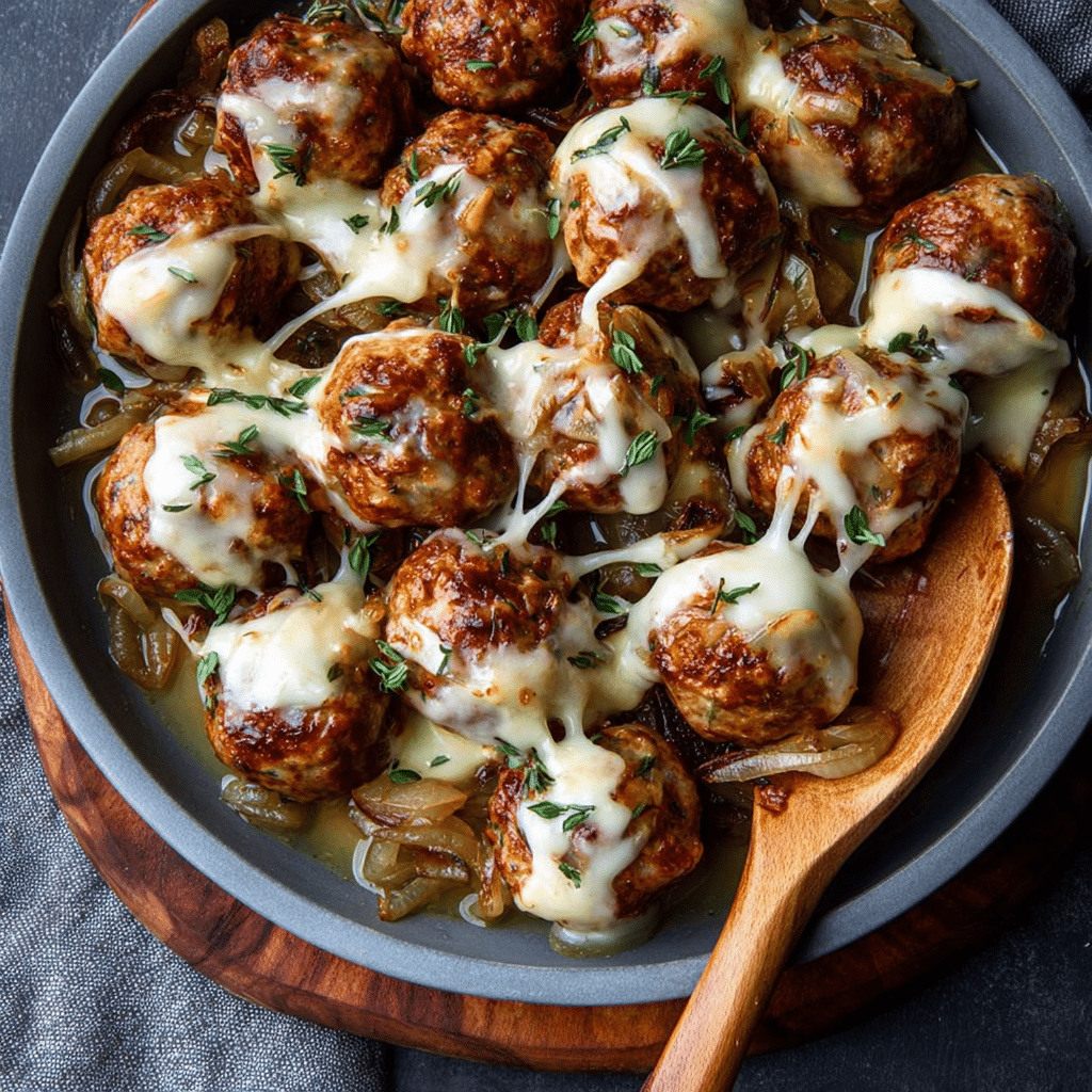 Crock-Pot French Onion Meatballs Recipe - Recipe Image