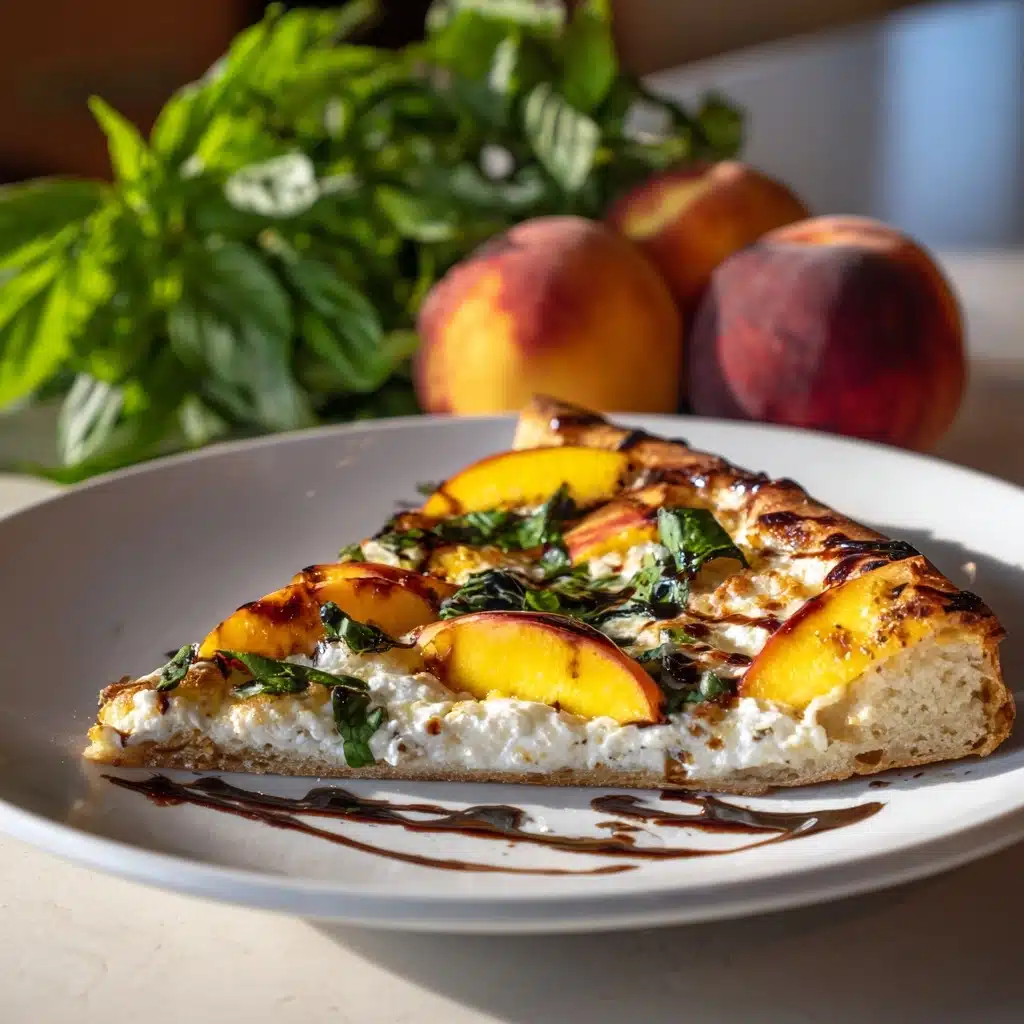 Easy Peach & Basil Naan Bread Pizza Recipe - Recipe Image