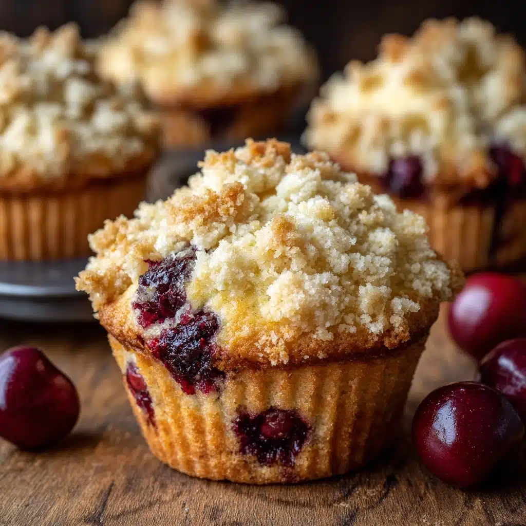 Cherry Muffins with Streusel Topping Recipe - Recipe Image