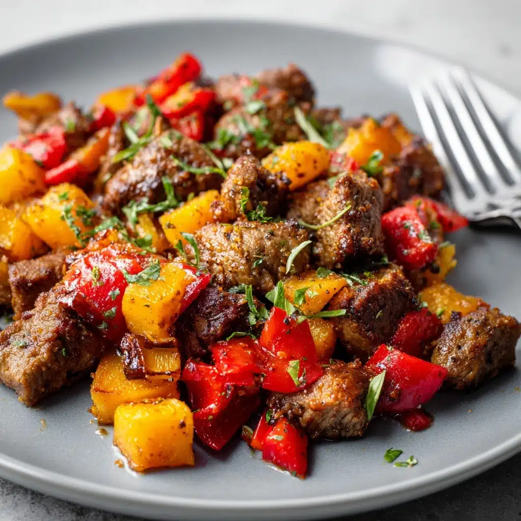 Steak Bites with Sweet Potatoes and Peppers Recipe - Recipe Image