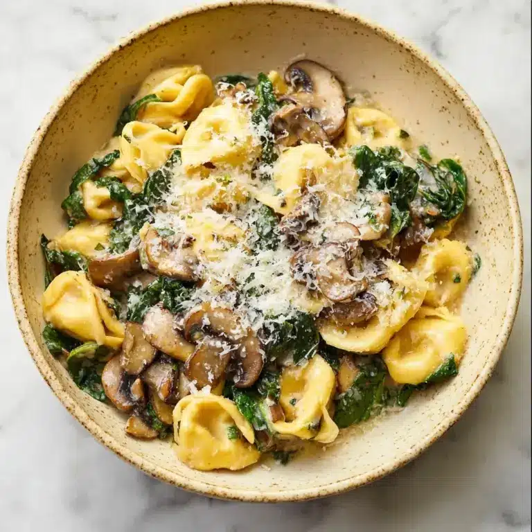 Creamy Tortellini with Spinach and Mushrooms Recipe