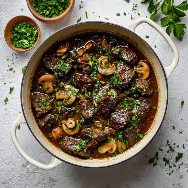 Keto Dutch Oven Braised Beef and Mushroom Stew Recipe