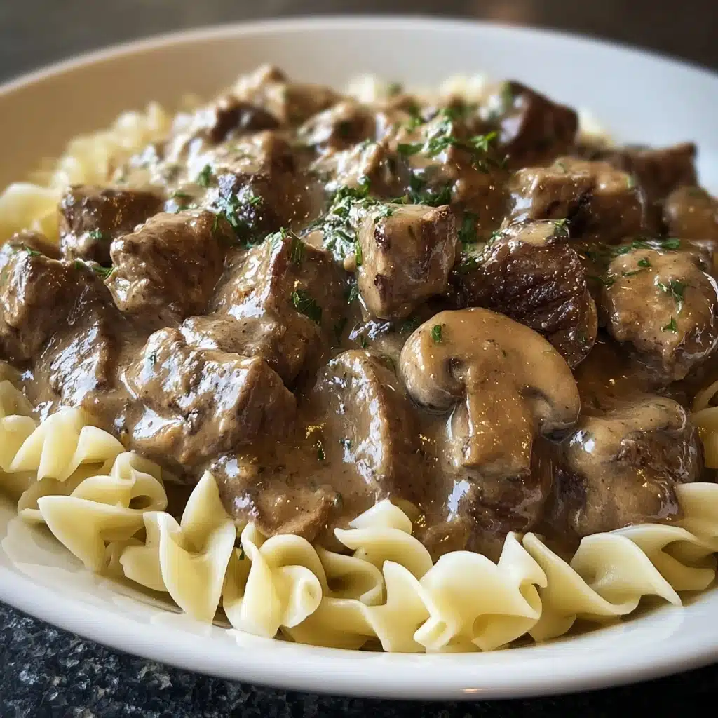 Creamy Beef Tips and Mushrooms in a Crockpot Recipe