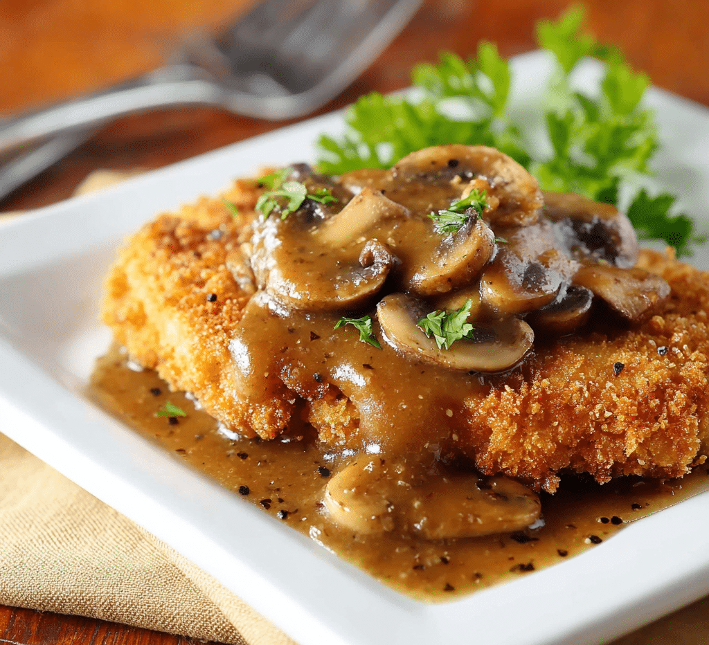 German Schnitzel with Mushroom Gravy Recipe