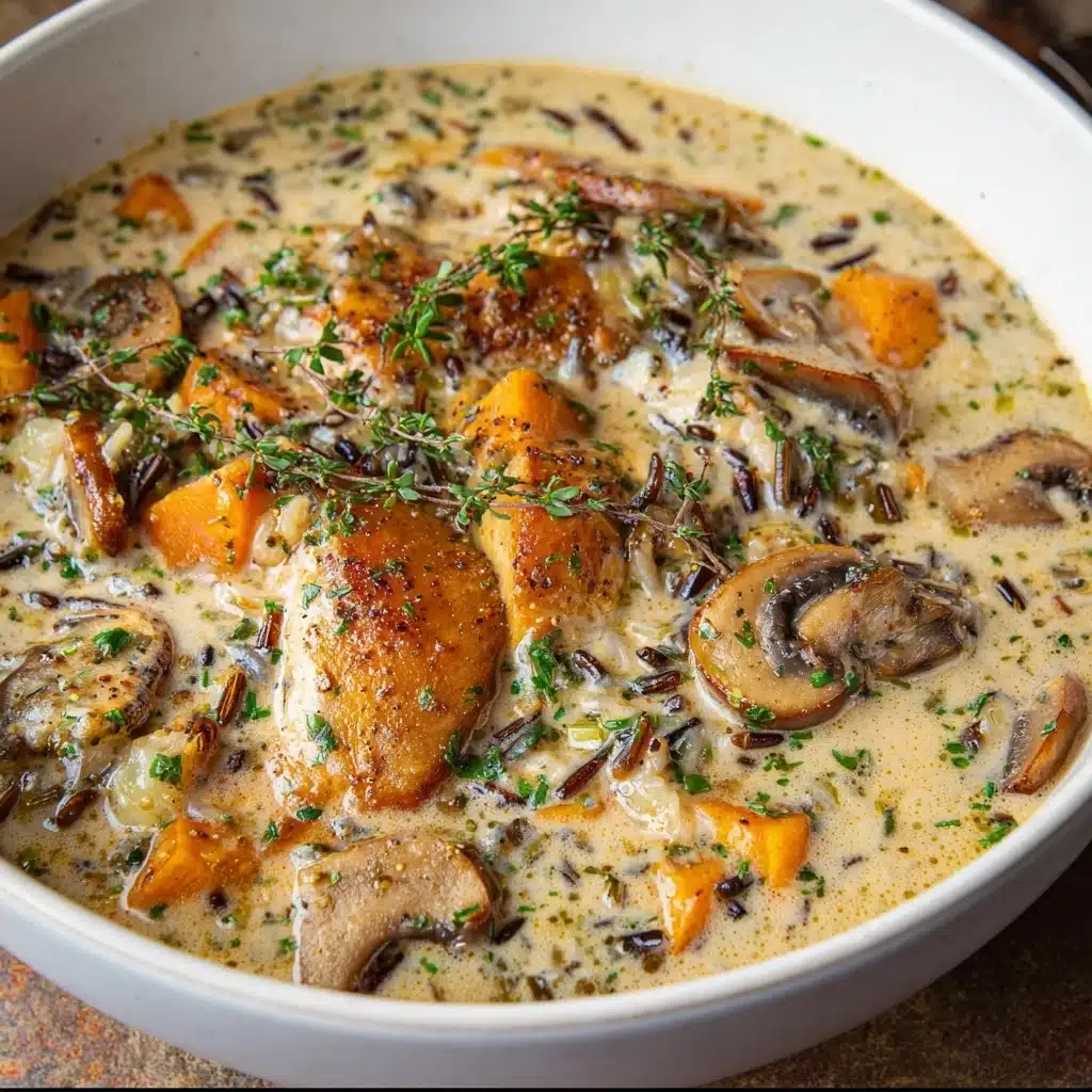 Creamy Mushroom Chicken and Wild Rice Soup Recipe - Recipe Image