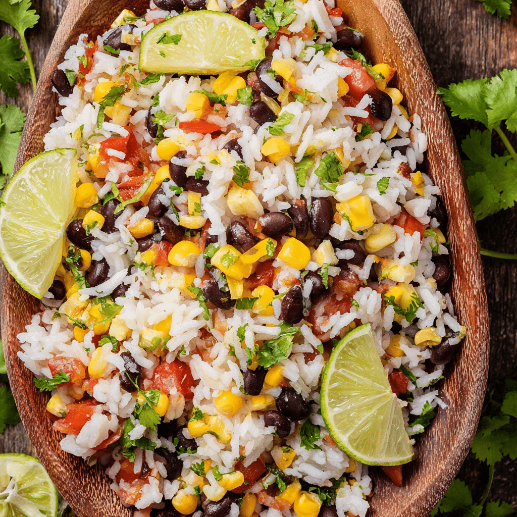 Cilantro Lime Rice with Black Beans, Corn, & Tomatoes Recipe - Recipe Image