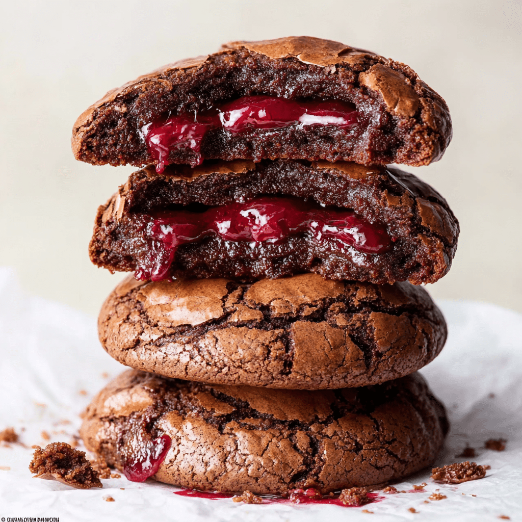 Super Fudgy Raspberry Stuffed Brownie Cookies (Gluten Free) Recipe - Recipe Image