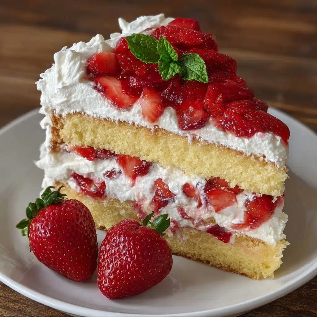 Moist Strawberry Shortcake Cake with Whipped Cream Frosting Recipe