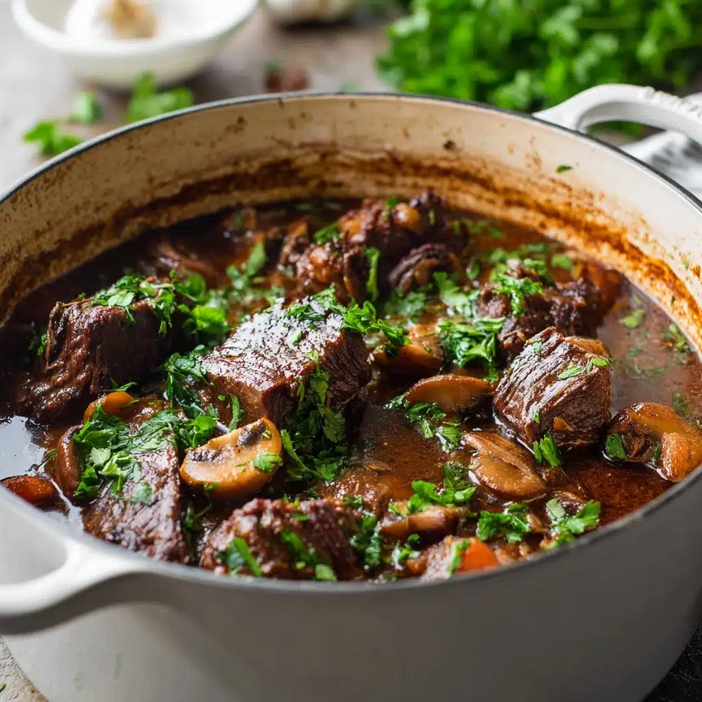 Keto Dutch Oven Braised Beef and Mushroom Stew Recipe - Recipe Image