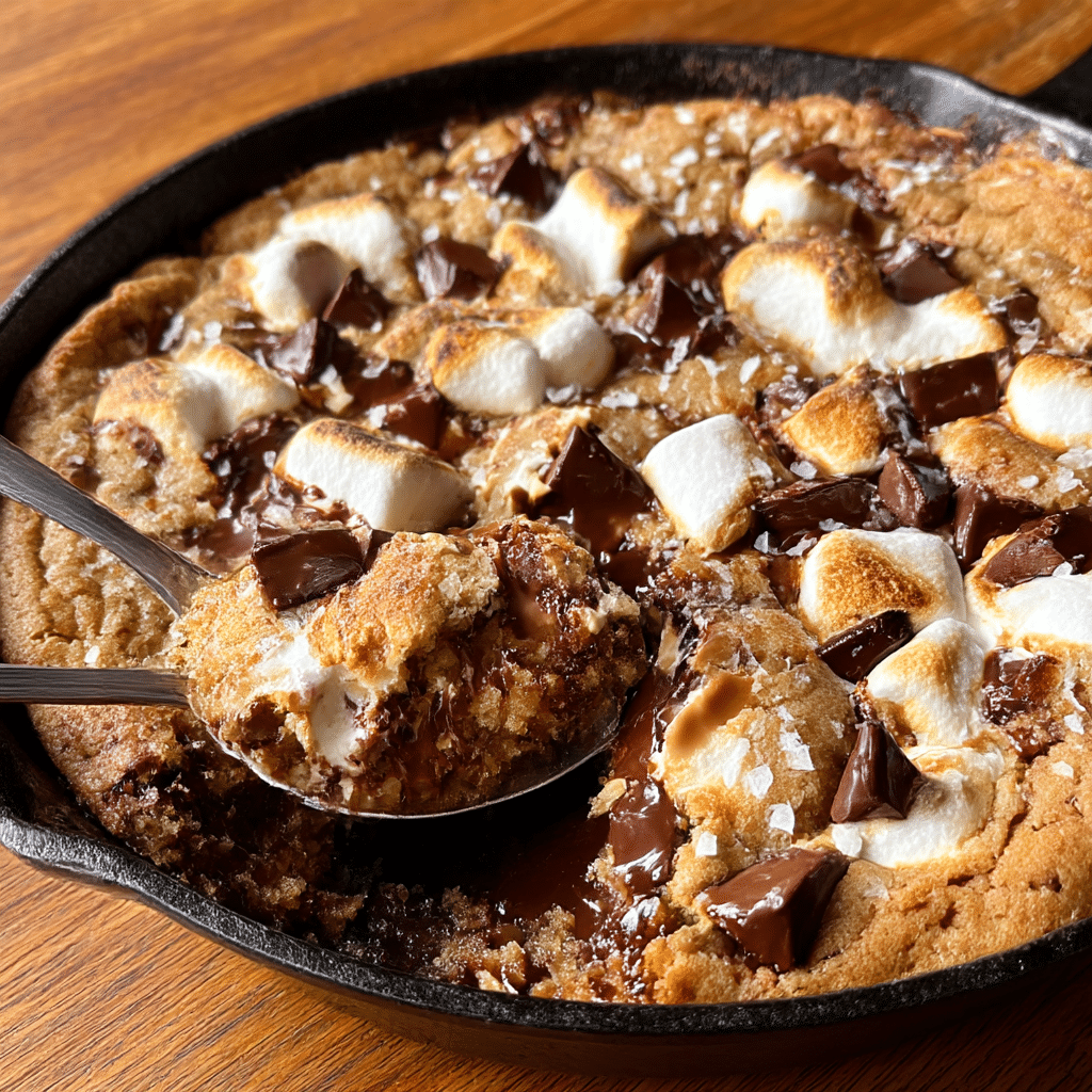 Brown Butter S'mores Chocolate Chip Cookie Skillet Recipe - Recipe Image