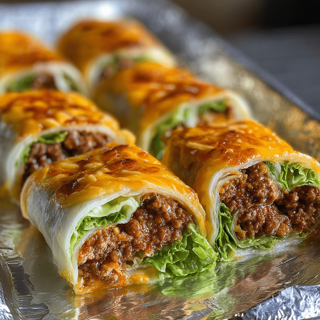 Low Carb Baked Big Mac Rice Paper Rolls Recipe - Recipe Image
