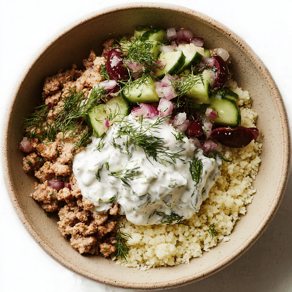 Healthy Greek Ground Chicken Bowls Recipe - Recipe Image