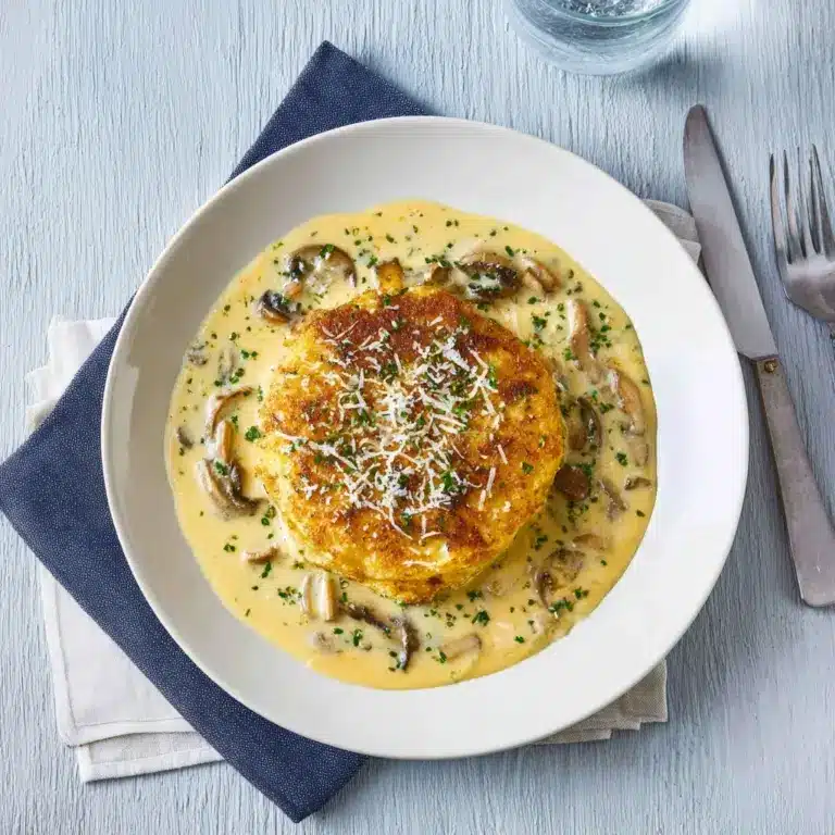 Mushroom-stuffed cheesy potato cakes Recipe
