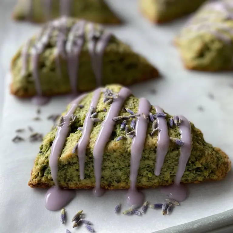 Dairy-Free Matcha Scones with Lavender Glaze Recipe