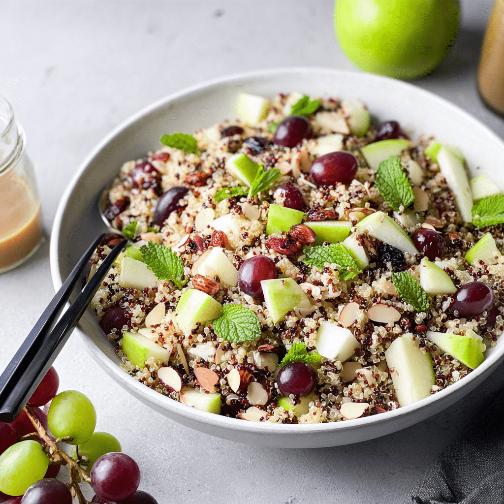 APPLE QUINOA SALAD + TAHINI MAPLE DRESSING Recipe - Recipe Image