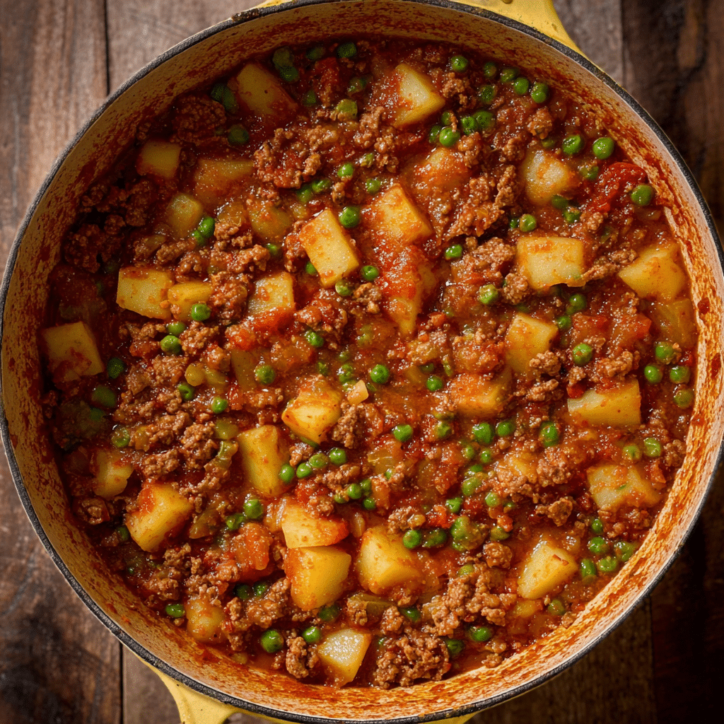 Indian Keema Aloo (Ground Beef and Potatoes) Recipe - Recipe Image