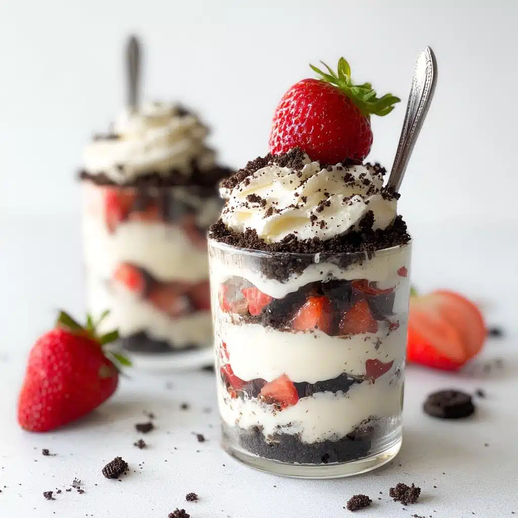No Bake Strawberry Oreo Cheesecake Cups with Greek Yogurt Recipe - Recipe Image