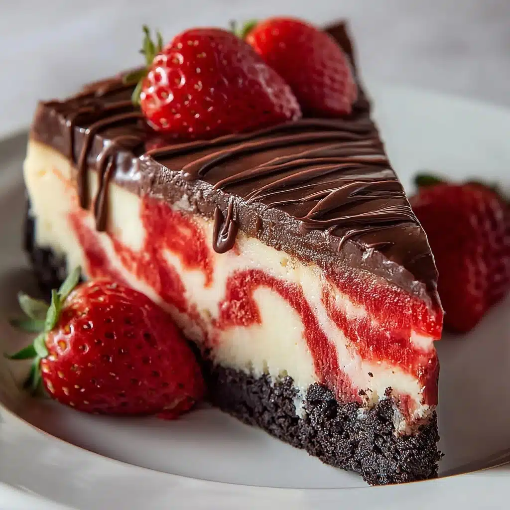 Chocolate Strawberry Swirl Cheesecake Recipe - Recipe Image