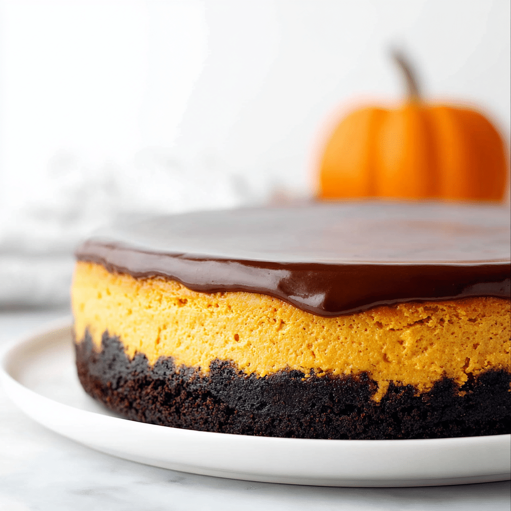 Pumpkin Chocolate Cheesecake Recipe - Recipe Image