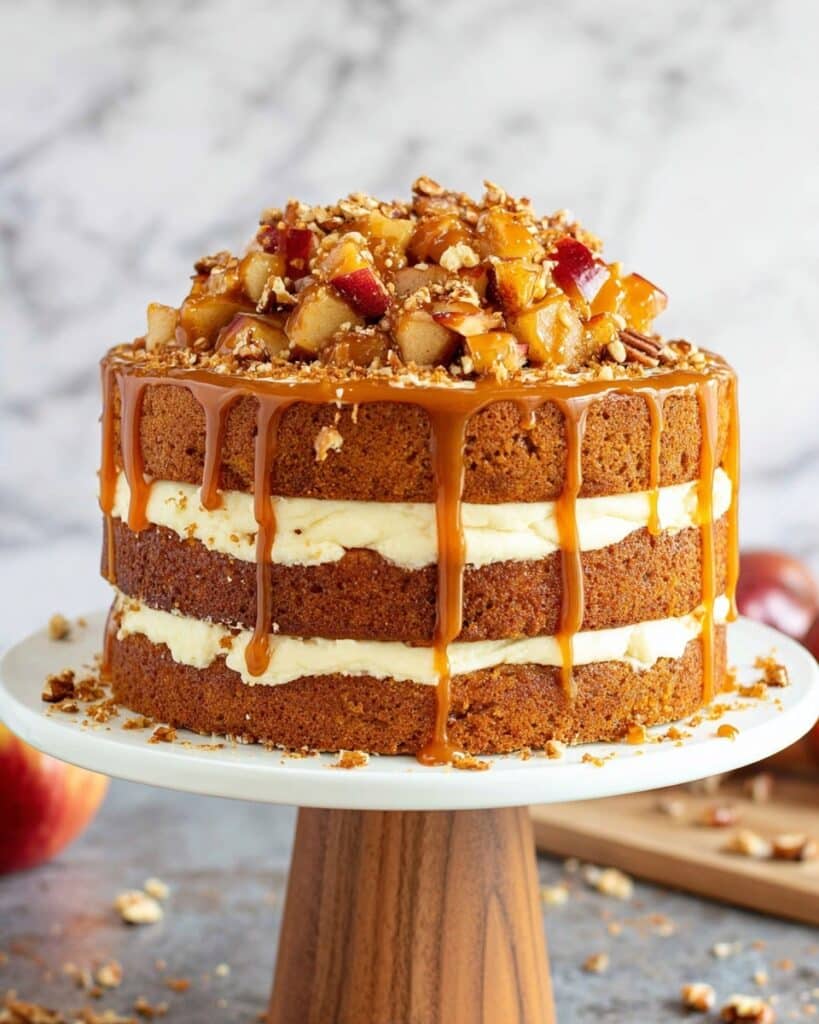 Caramel Apple Pecan Layer Cake Recipe