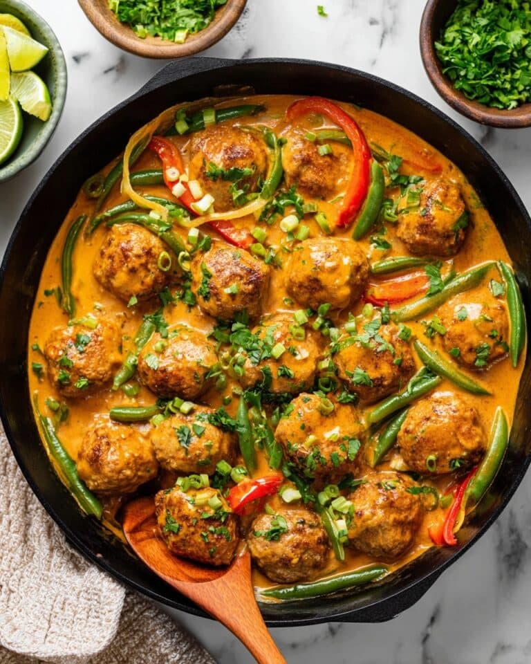 Basil Ginger Meatballs in Coconut Red Curry Sauce Recipe