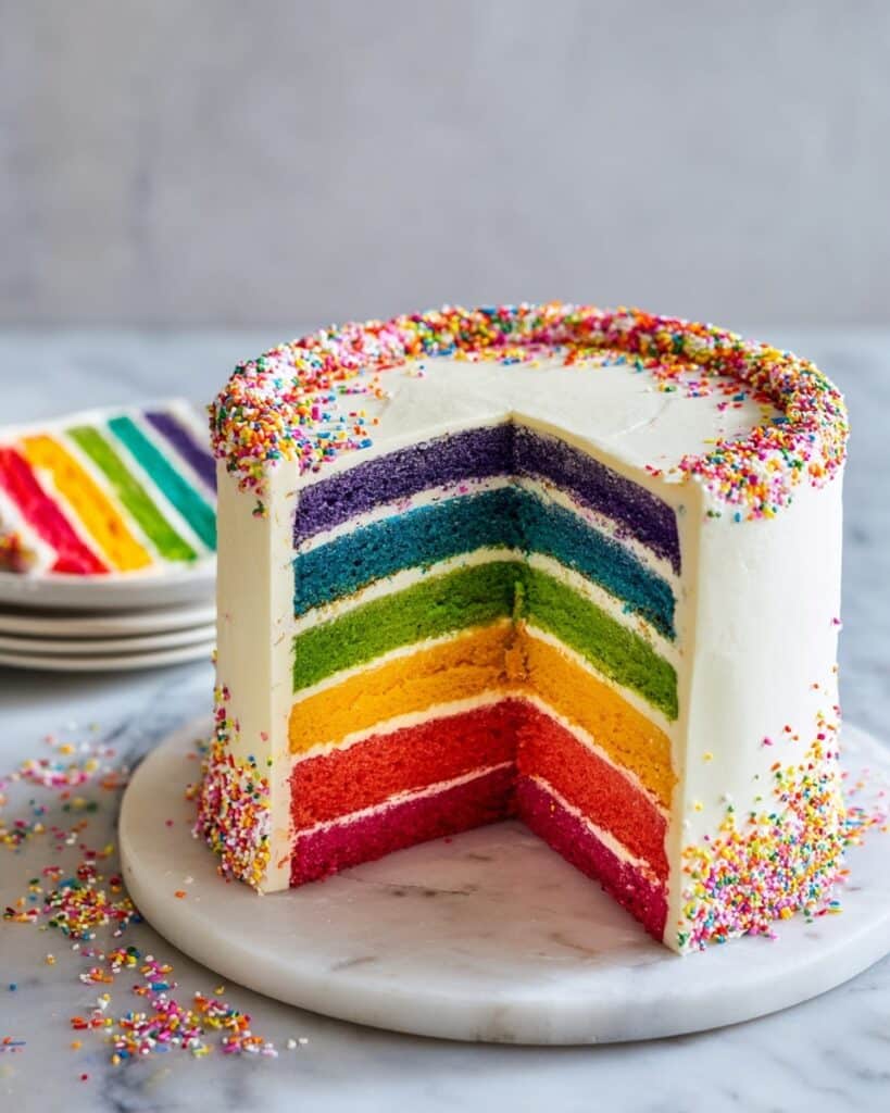 Eggless Rainbow Cake Recipe