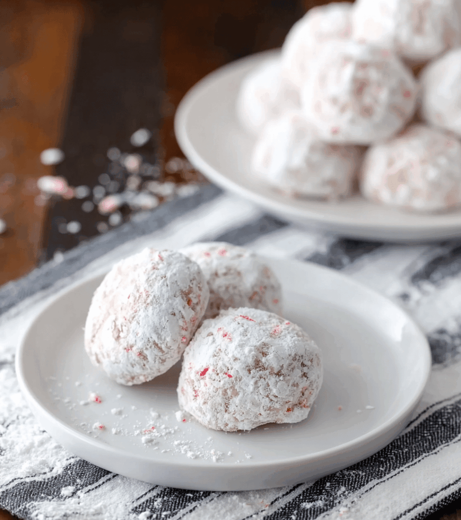 Peppermint Crunch Snowball Cookies Recipe