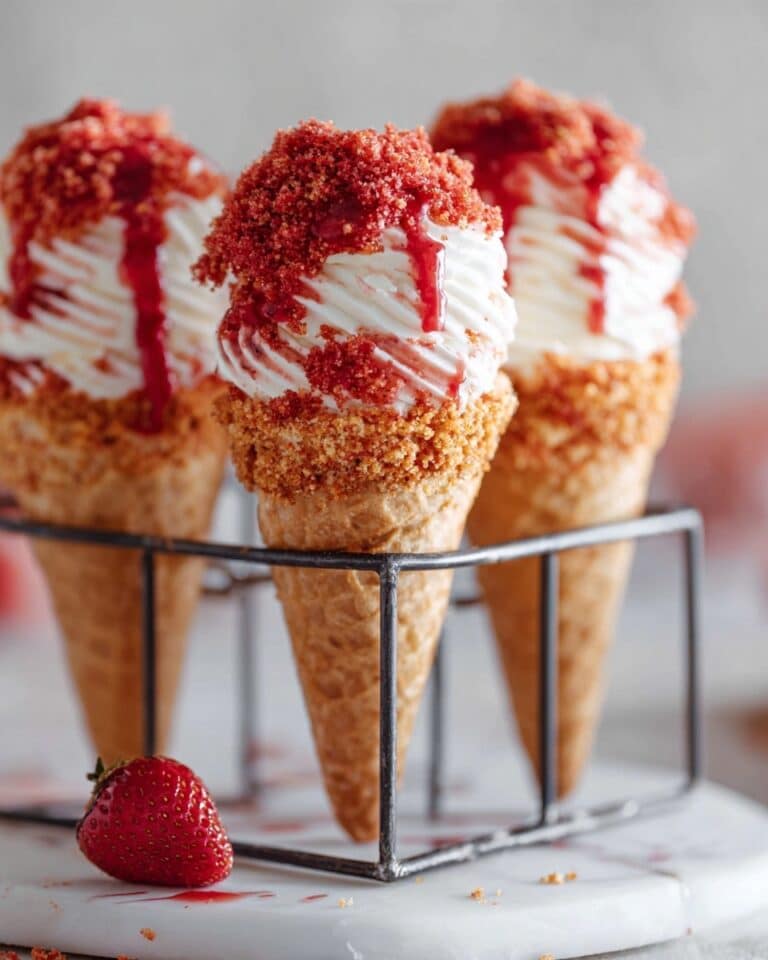 Strawberry Crunch Cheesecake Cones Recipe