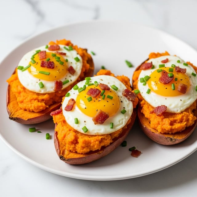 Breakfast Stuffed Sweet Potatoes with Bacon, Cheddar, and Egg Recipe