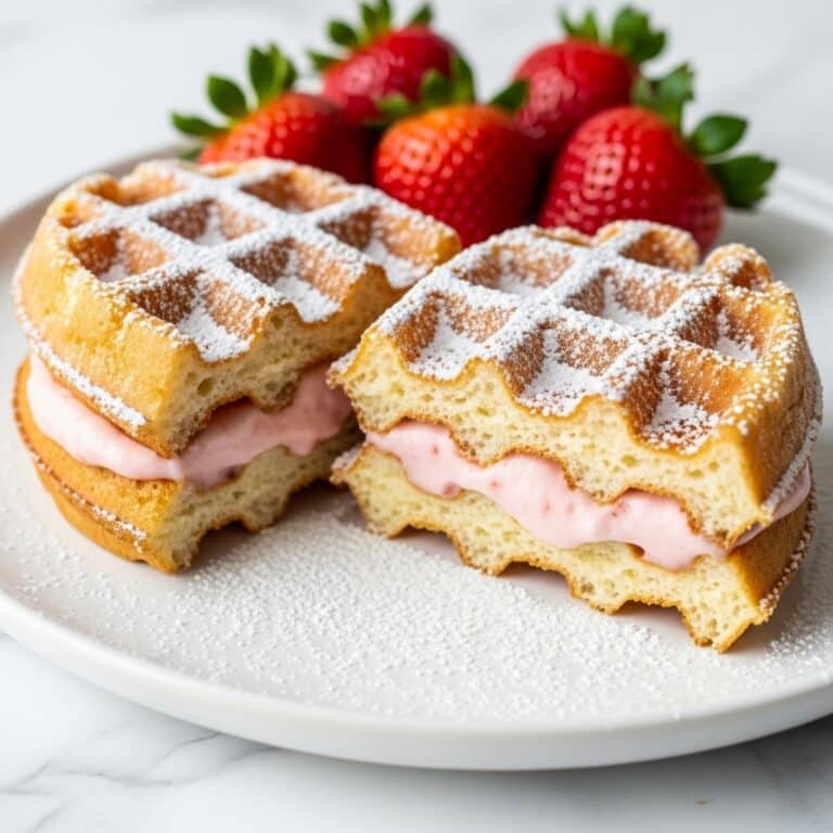 Strawberry Cheesecake Stuffed Waffles Recipe